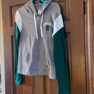 VS Pink MSU zip up hoodie size S bling